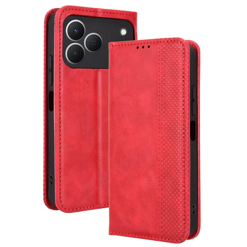 Flip Cover Compatible for Tecno Spark 50 4G Leather Case [Flip Vintage Leather] Shockproof Durable Retro Phone Case