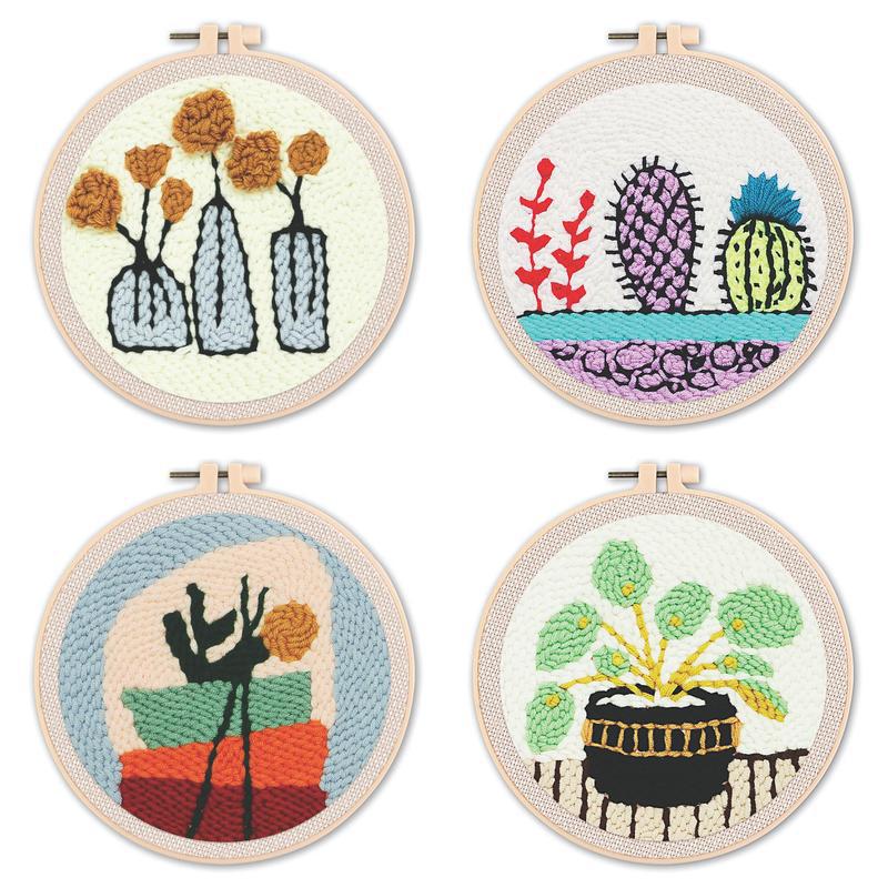 1 шт. Подставка с зеленым растительным и цветочным узором, вышивка русским швом, набор пряжи для DIY, вышивка крестом