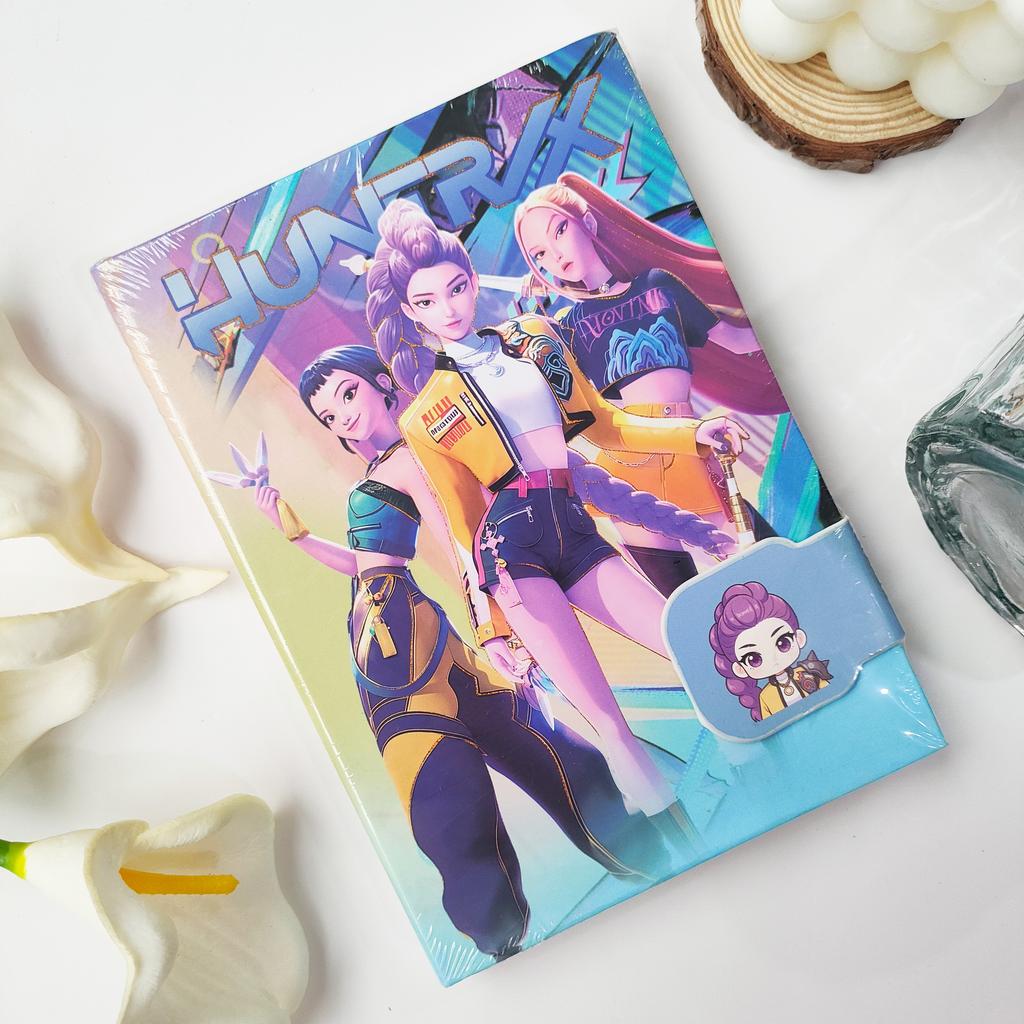 Chibi K-POP Demon Hunters HUNTRIX Anime Magnetic Buckle Notebook, Colorful Page Journal, Student Stationery & Festival Gift