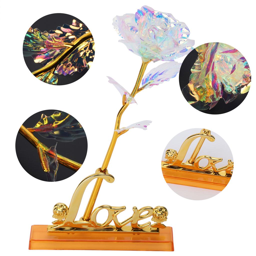 Прозрачный цветок розы с подставкой в форме сердца, коллекция ремесел, фиолетовая упаковочная коробка