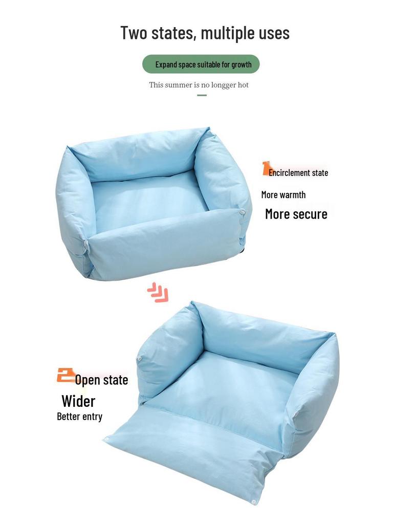 Korean Cute Pet Sofa Bed: Thick Pure Cotton Canvas, Removable & Washable, Dual-Use for Small Dogs & Cats