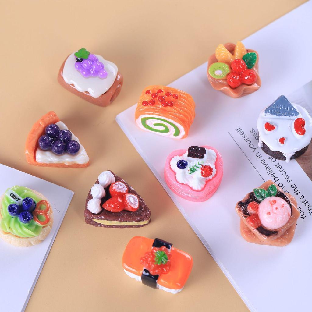 Mini Food Play Cake DIY Kit: Cream & Resin Accessories for Keychains & Pendants