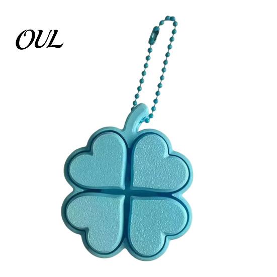 Backpack Hanging Ornament Four-Leaf Clover Clicker Keychain, 3D Printed Leaf Push Toy with Ball Decorative Accessory Chain, Stress Relief Finger Toy,