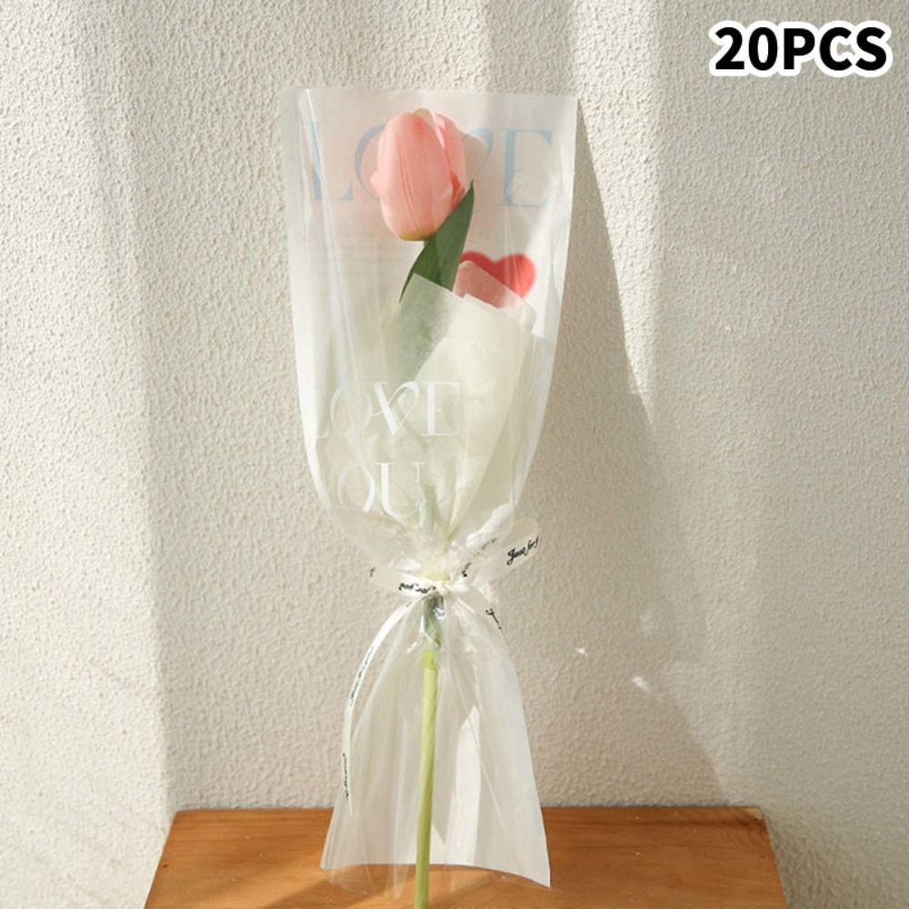 Waterproof Bouquet Plastic Bag Transparent Flower Wrapping Paper New Rose Packaging Bags