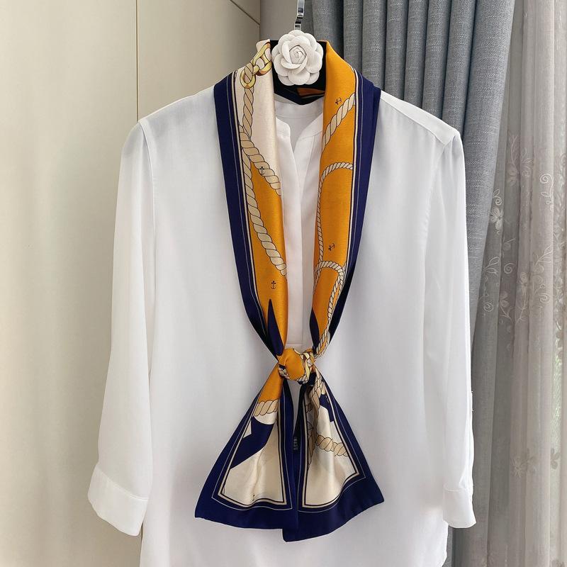 New Small Long Silk Scarf Women Tie Bag Headband Horse Printing Hairband Scarves Korean Style Neckerchief Ribbon Luxury Brand