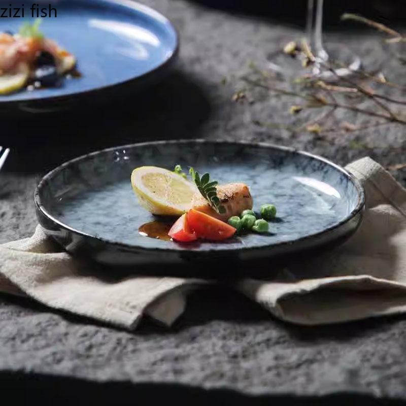 Керамическая плоская тарелка Kiln Changes Салатная тарелка Тарелка для стейка Тарелки для закусок Тарелки для приготовления пищи Молекулярная кухня Креативная посуда