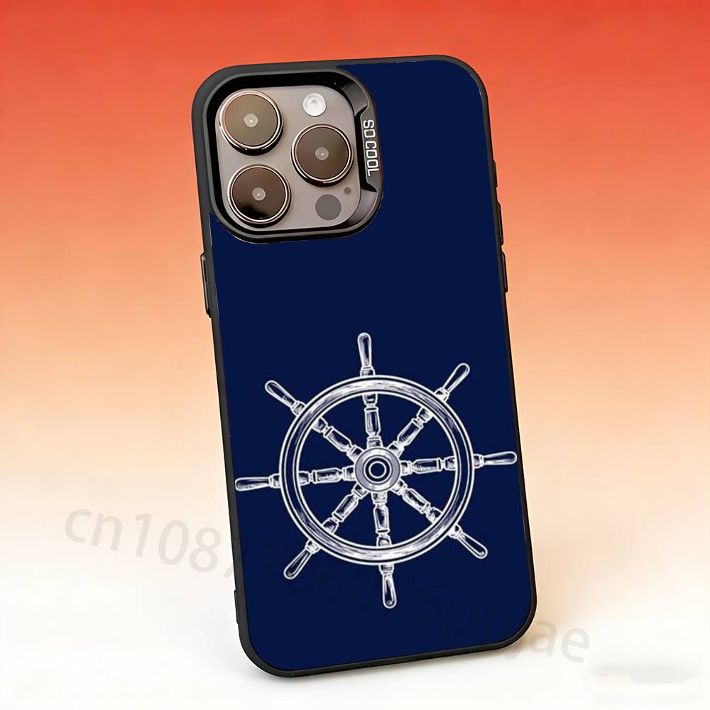 Anchor Boat Ship Wheel Phone Case For iPhone 17,16,15,14,13,12,11,Pro,Max,Plus,Mini Candy Matte Shockproof Cover
