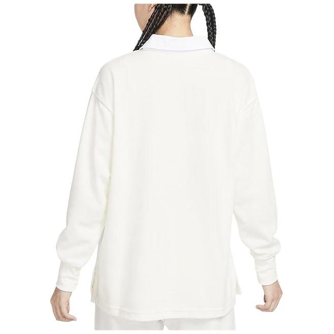 Nike Однотонная футболка с воротником-поло, свободная, с длинным рукавом и заниженной линией плеч, женские топы, белые FB8721-133