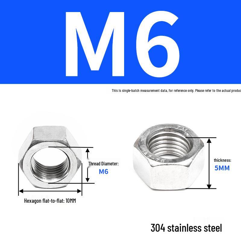 Набор шестигранных гаек из нержавеющей стали - Болты с ручной затяжкой DIN934 (M6 M8 M10 M12)