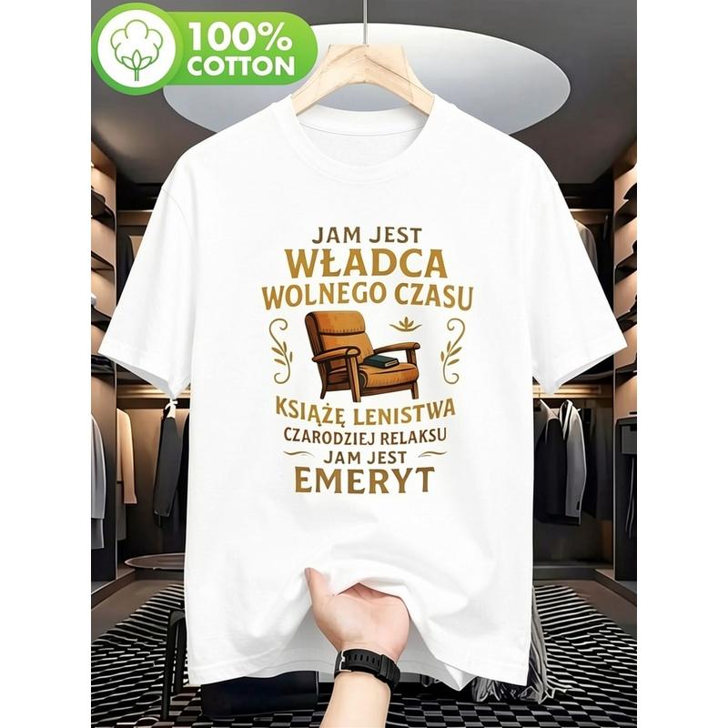 Men'S Polish-Themed Retirement T-Shirt - Humorous Polish Sayings - Design For Retirement Age (6065) - Black With Golden Polish Writing - Casual