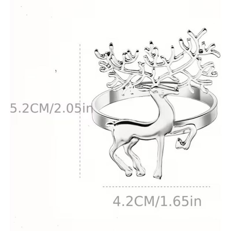 6/12/24 шт. Рождественские кольца для салфеток Золотой лось Декоративные держатели для салфеток Праздничные аксессуары для обеденного стола Декор для рождественской вечеринки Подарки