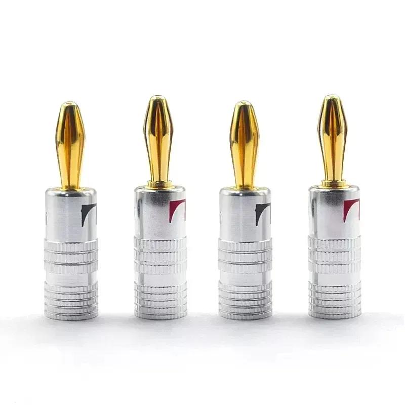 20 шт./10 пар 4 мм Гайка Банановые Штекеры 24K Позолоченный Разъем С Фиксацией Винтом Для Аудио Разъема Штекеры Динамиков Черный и Красный