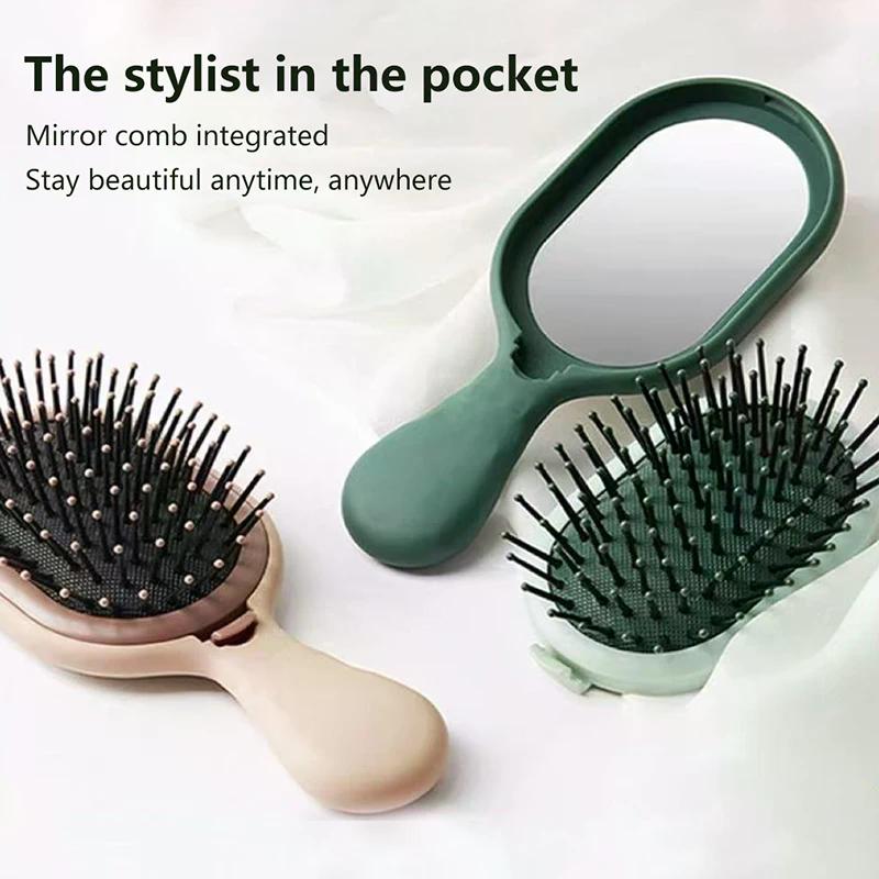 Detachable Air Cushion Comb With Mirror Scalp Hairbrush Detangle Anti Static Salon Hairdressing Styling Tool For Straight Curl