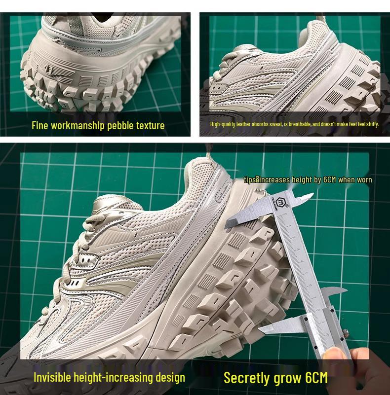 Весна 2026 Толстоподошвенные Потертые Кроссовки-Танки Папины Кроссовки - Коллекция Увеличивающая Рост для Женщин и Мужчин