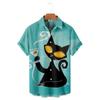 Рубашка мужская Hawaii, рубашка с рисунком из аниме, топы с короткими рукавами, летняя повседневная мужская одежда, уличная одежда, животные, кошки, ретро-футболки с 3D-принтом