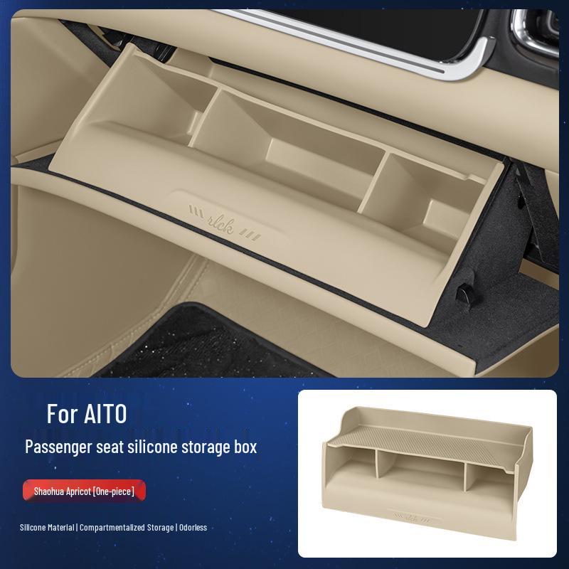 AITO M7/M8 Ящик для хранения в пассажирском сиденье, Силиконовая подкладка и Аксессуары для декора интерьера