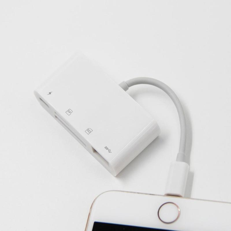 4 In 1 Camera Connection Kit SD TF Card Reader for Phone, USB OTG Camera Adapter with Power Port,Hubs Keyboards MIDI Adapter