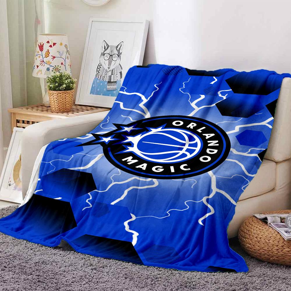 Orlando Magic Logo Print Flannel Blanket High Quality Warm Comfortable Cover for All Seasons Perfect for Gifts Home Decor