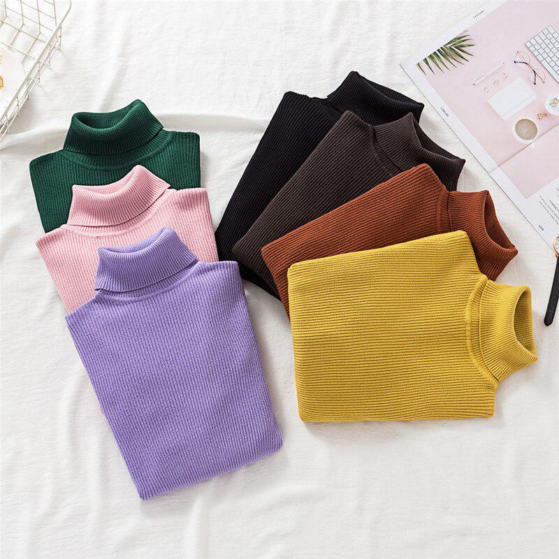 Женский пуловер тонкий с высоким воротом.цвета в ассортименте