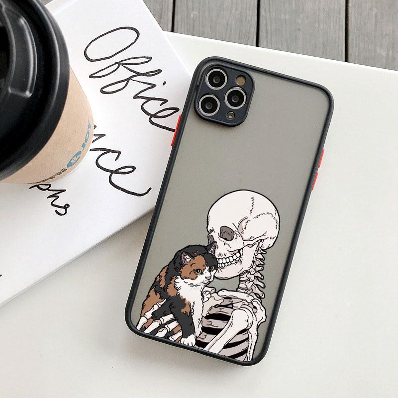 Роскошный Забавный Милый Чехол-Скелет Череп Кошка для iPhone X XS XR 16 15 14 13 12 11 Pro Max SE2 7 8 Plus Ударопрочная Задняя Крышка Funda