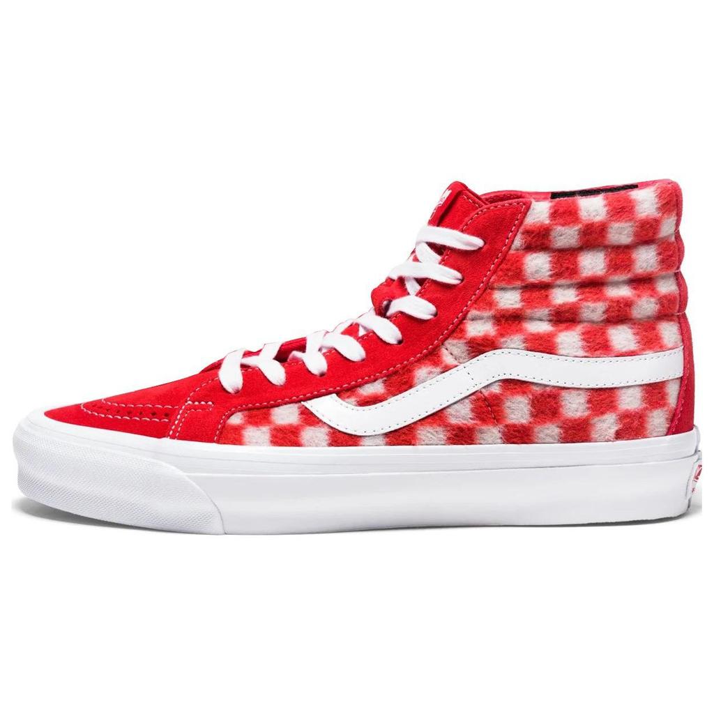 Vans Concepts X Sk8 Vault Og Lx Mohair High Top Skate Shoes Unisex Sneakers Red White Checkered VN0A4BVBY5