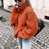 Women's Casual Oversize Chunky Knit Pullove Long Sleeve Elegant High-Neck  Vintage Chunky  Winter Pullove Sweater