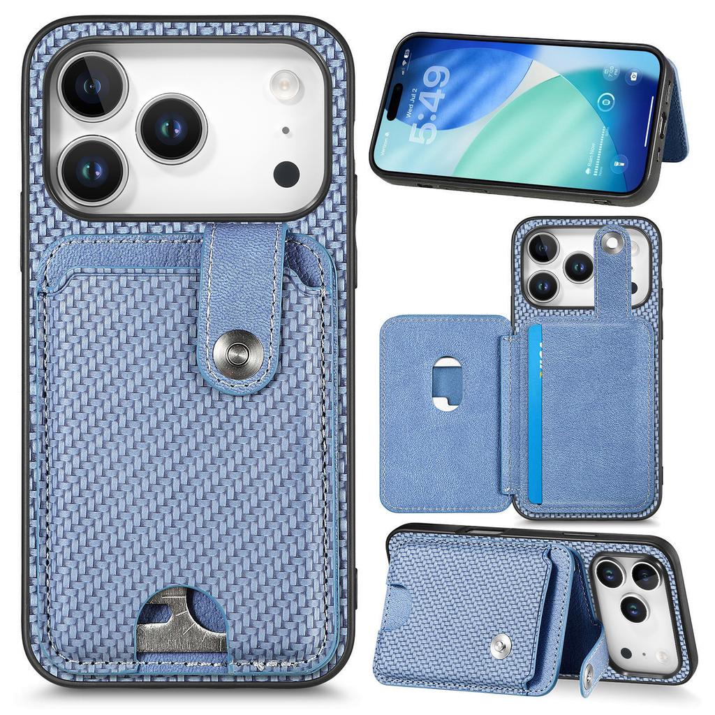 For iPhone 17 Pro Case Card Slots Kickstand Phone Back Cover with Card Tool