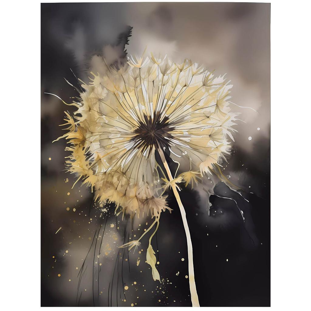 Złoty Dmuchawiec Złoty Dmuchawiec, 50X70 Cm, Bez Ramy, Płótno Premium Na Blejtramie