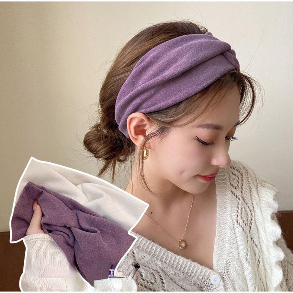 Solid Color Wide Headband Elastic Turban Workout Headband New Sports Yoga Hair Band for Wash Face