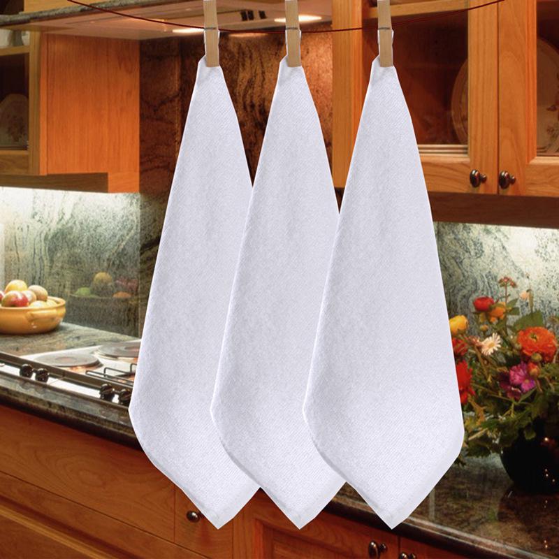 Thick White Cotton Hand Towel for Kitchen, Restaurant & Kindergarten