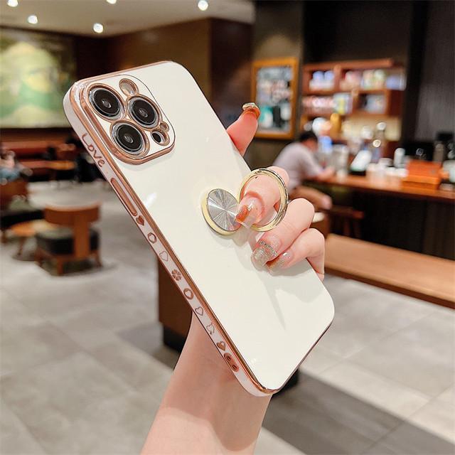 Мягкий чехол-держатель с кольцом для iPhone 14 13 12 11 Pro Max 13pro 14 Plus 14, противоударный бампер, гальваническая задняя крышка