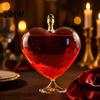 Romantic Decor for Candlelight Dinners Heart Shaped Wine Bottle with Airtight Stopper, Elegant Crystal Texture Liquor Gift Valentine's Day Decanter,