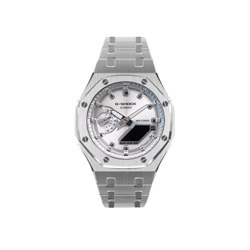 Casio Унисекс Часы с жидкокристаллическим и аналоговым двойным дисплеем Серия 48,5 мм Серебристые GA-2100FF-8A(Watch8--)