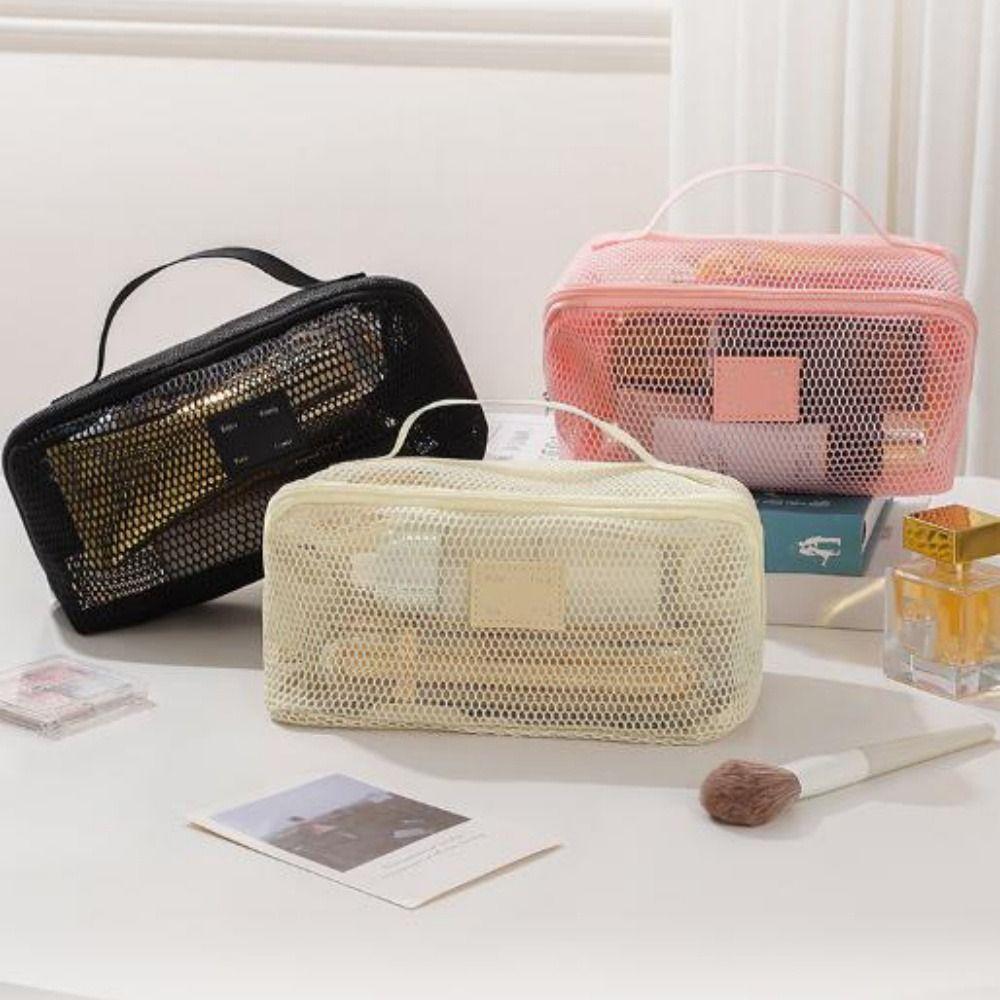 Multifunction Mesh Makeup Bag Transparent Lipstick Organizer Bags Women Cosmetic Storage Pouch
