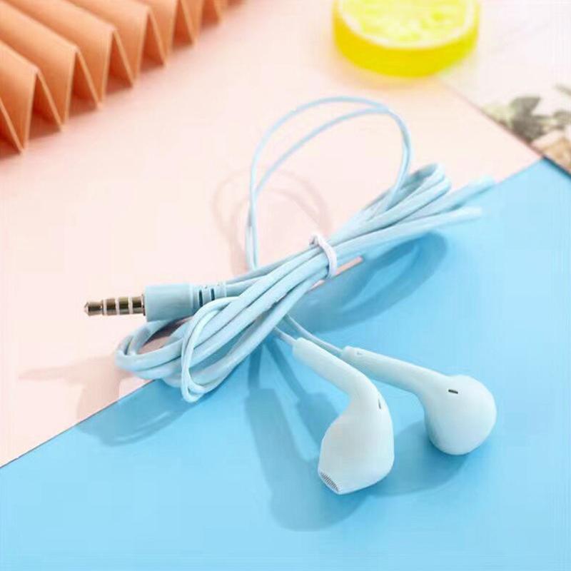 3,5-миллиметровый разъем Candy Color Macaron Проводная гарнитура-вкладыш с микрофоном для музыкальных звонков Студенческая деловая простая проводная гарнитура унисекс