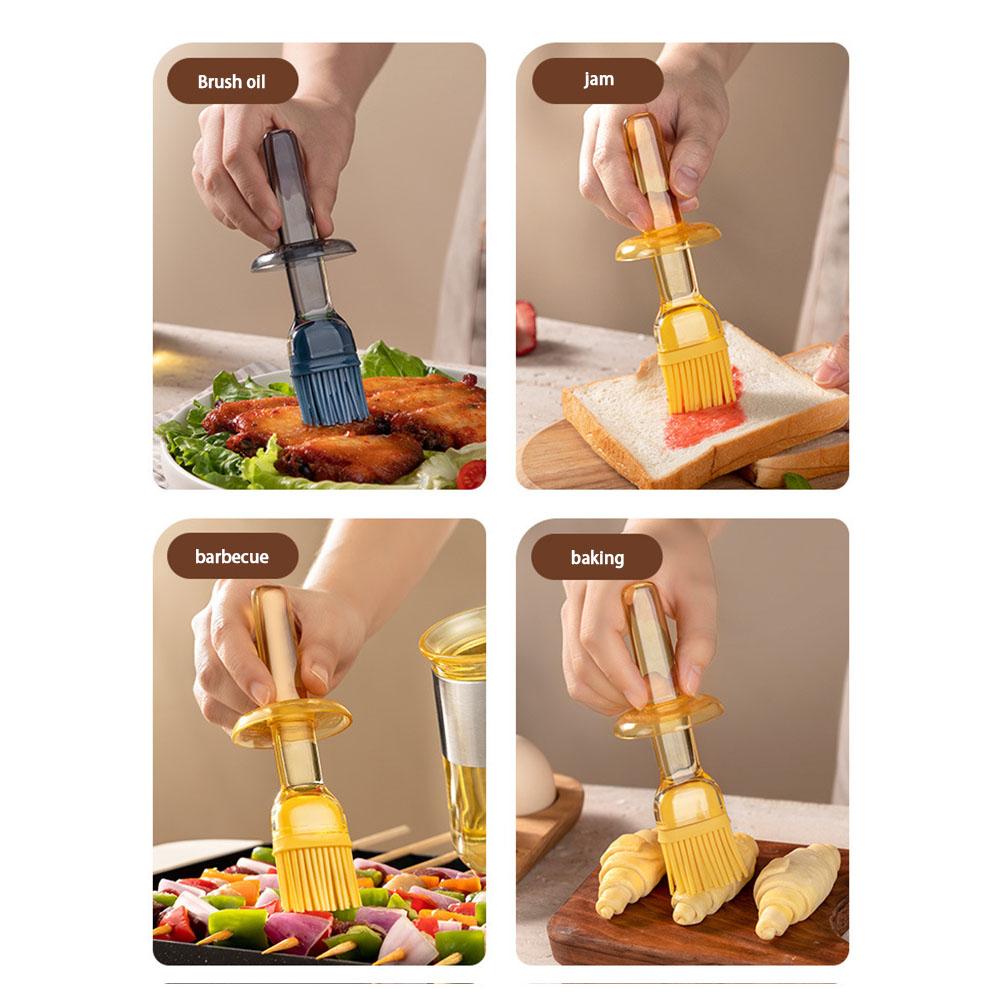Oil Dispenser Bottle With Brush, Silicone Heat Resistance Basting Brush, Glass Oil Bottle Container For Kitchen Cooking Barbecue Sauce Grill Frying