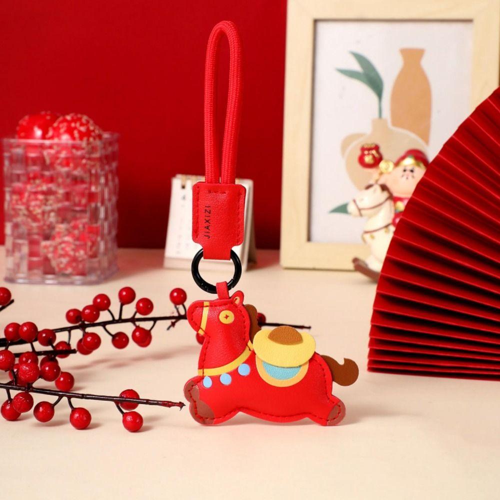 Кожаный кулон-подвеска в виде пони-зодиака, мультяшный подарок на китайский Новый год, уникальный брелок в виде лошади, подарок на день рождения