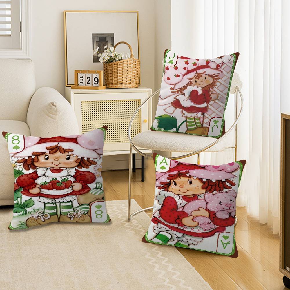 Cartoon Strawberry Shortcake Personalized Pillow Cover Kids Bedroom Wild Party Decor Pillowcase kid Birthday shower Gift