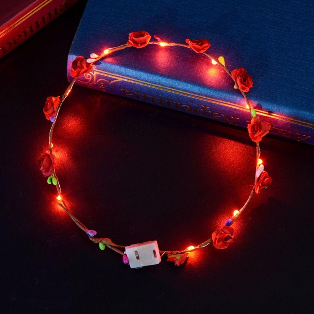 Светящийся венок для невесты, на день рождения, светящиеся цветочные венки, венок, повязка на голову, пляжная повязка на голову
