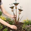 Садовый кол с тремя каллами из меди с патиной и колокольчиками, Металлическое цветочное украшение для двора, Наружный кол-колокольчик для ветра для газонов, патио и сада, Рустикальный