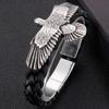 Мужской кожаный браслет в форме орла в стиле панк, однотонный мужской ювелирный аксессуар из нержавеющей стали с магнитной застежкой с гравировкой