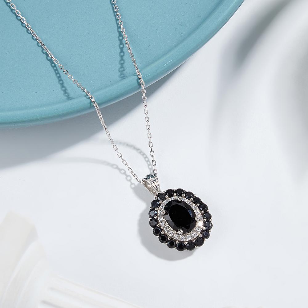 Elegantly Designed Natural Black Spinel Ring Earrings Necklace Set S925 Silver Luxury Women Anniversary & Birthday Gift