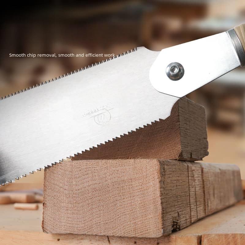 Японская двухсторонняя пила по дереву с ротанговой ручкой для поперечной резки и шиповых работ