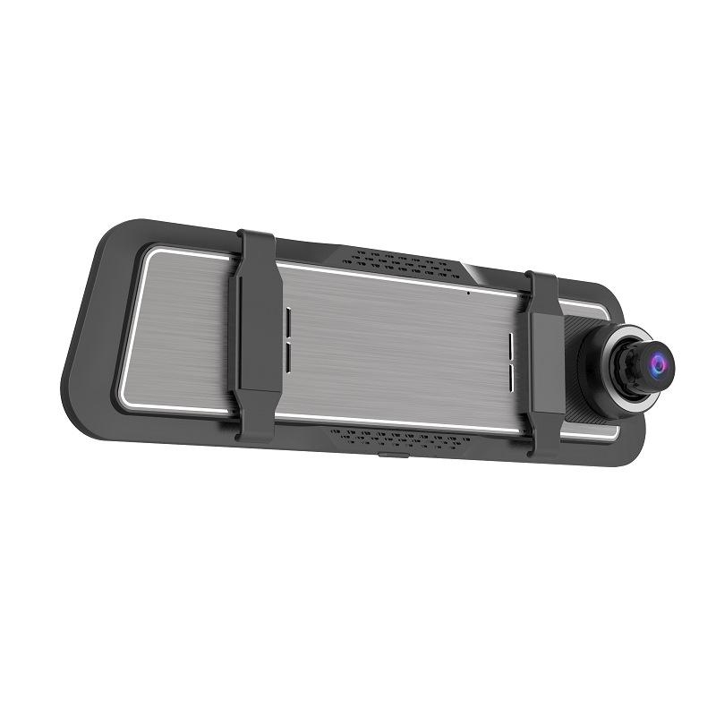 10-дюймовый потоковый мультимедийный видеорегистратор для вождения, зеркало заднего вида, три объектива, WiFi, высокое разрешение, сенсорный экран заднего вида