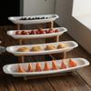 Step Shape Ceramic Plates Snacks Bowl Set Dessert Plate Wooden Ladder Fruit Dish Dinner Porcelain Cake Tray Food Tableware