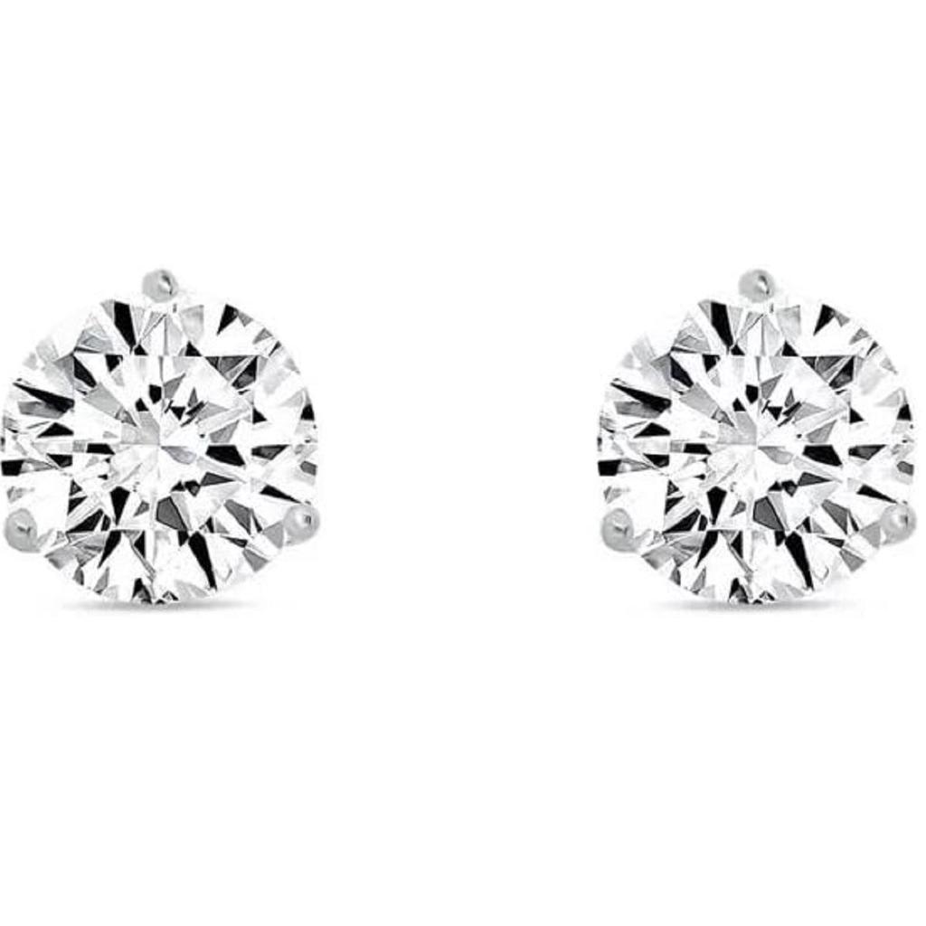 Jewels Prim 2 Ct Round Cut Diamond Stud Earrings Solid Real14K White Gold Push Back Martini Screw Back Women's Lab Created Jewellry