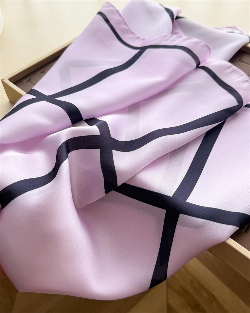 Women S Plaid Printed Silk Like Square Scarf For Sun Protection