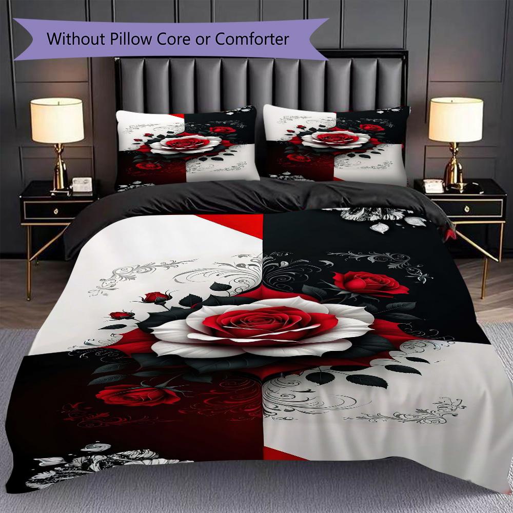 1PC Rose pattern Bedding Quilt Set Quilt Cover Pillowcase Home Decoration Birthday Gift (1 * duvet cover + 25 * pillowcase, without core)