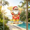 Tropical Holiday Party Decor Santa Claus Surf Window Static Sticker Christmas PVC Decal Cling Easy Apply Waterproof Sticker for Glass Doors
