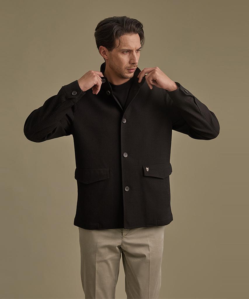 Birbante Slick Stand Collar Jacket - Black